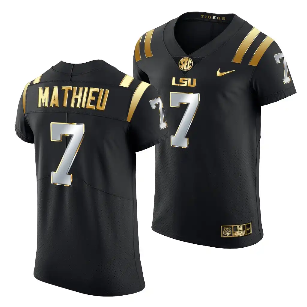 Men's LSU Tigers Tyrann Mathieu #7 Golden Edition Black NFL Elite NCAA Football Jersey